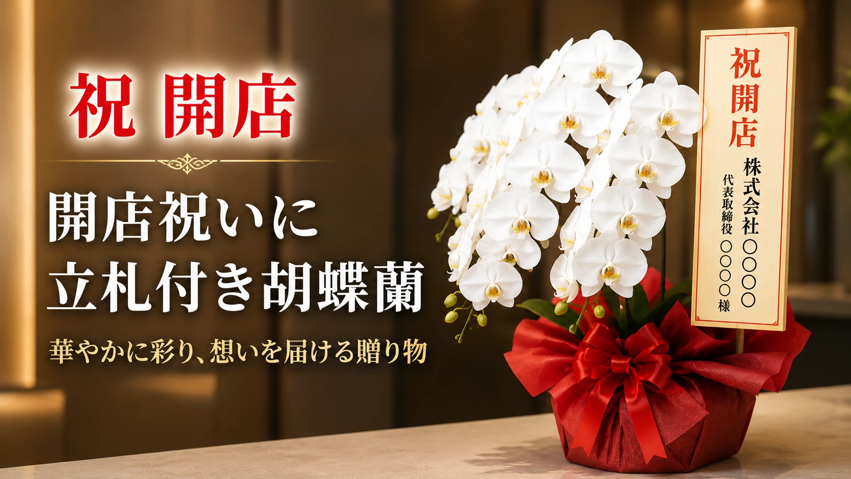 開店祝いに胡蝶蘭を｜清須市対応・最短即日発送・立札無料